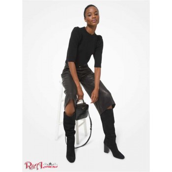 Жіночий Светр (Knit Puff Sleeve Cropped Sweater) 48521-05 Чорний