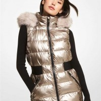 Жіночий Жилет (Faux Fur Trim Quilted Vest) 65071-05 Champagne