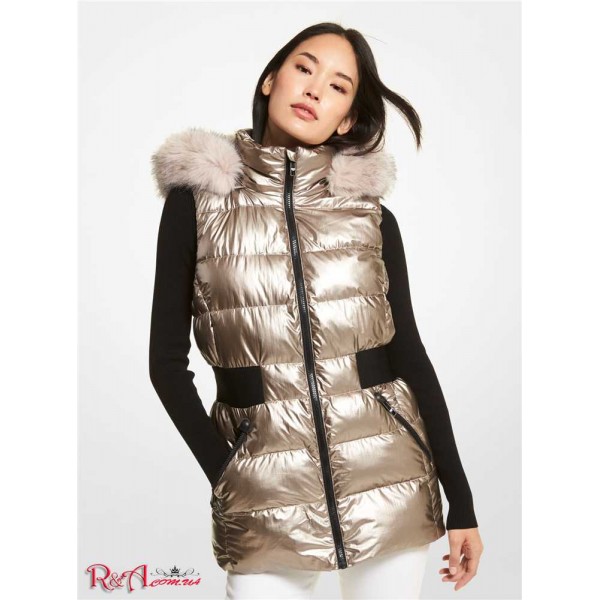 Женский Жилет MICHAEL KORS (Faux Fur Trim Quilted Vest) 65071-05 Champagne