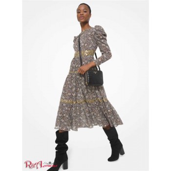 Женское Платье (Embellished Paisley Cotton Lawn Puff-Sleeve Dress) 48501-05 Карамель