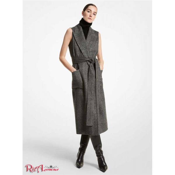 Жіноча Сукня MICHAEL KORS (Herringbone Double Faced Wool Sleeveless Coat Dress) 65181-05 чорний/ваніль