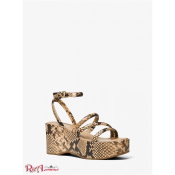 Женские Сандалии (Hazel Python Embossed Leather Platform Sandal) 61311-05 Верблюд