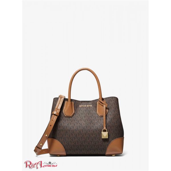 Женская Сумка Сэтчел MICHAEL KORS (Mercer Gallery Small Signature Logo Satchel) 61601-05 Коричневый/Желудь