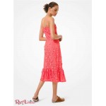 Женское Платье MICHAEL KORS (Embellished Corded Lace Ruffle-Hem Dress) 60791-05 Коралловый Персиковый