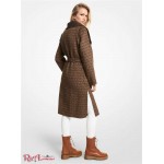Женское Пальто MICHAEL KORS (Wool Blend Logo Jacquard Wrap Coat) 61101-05 Chocolate