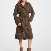 Женский Плащ (Leopard Print Wool Blend Trench Coat) 60991-05 Темный Верблюдный Вереск