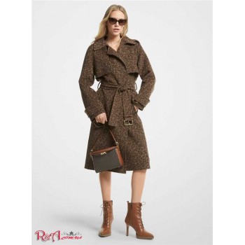 Женский Плащ (Leopard Print Wool Blend Trench Coat) 60991-05 Темный Верблюдный Вереск