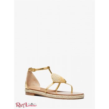 Женские Сандалии (Annabeth Seashell-Embellished Metallic Leather Sandal) 49241-05 Золото