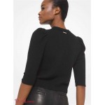 Женский Свитер MICHAEL KORS (Knit Puff Sleeve Cropped Sweater) 48521-05 Черный