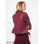 Женская Куртка MICHAEL KORS (Crinkled Leather Moto Jacket) 60971-05 Темный Brandy