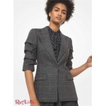 Женский Блейзер MICHAEL KORS (Glen Plaid Wool Blend Flannel Crushed-Sleeve Blazer) 65111-05 banker grey