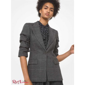 Женский Блейзер (Glen Plaid Wool Blend Flannel Crushed-Sleeve Blazer) 65111-05 banker grey