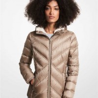 Женская Куртка (Faux Fur-Lined Quilted Nylon Packable Puffer Jacket) 61091-05 Taupe