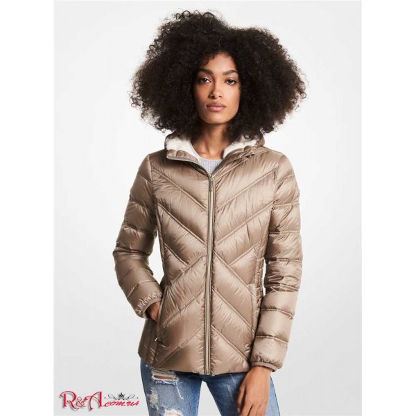 Женская Куртка MICHAEL KORS (Faux Fur-Lined Quilted Nylon Packable Puffer Jacket) 61091-05 Taupe