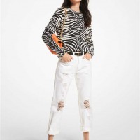 Женский Свитер (Zebra Cashmere Sweater) 60691-05 Белый/Черный