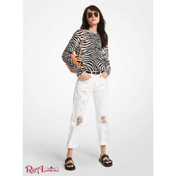 Жіночий Светр (Zebra Cashmere Sweater) 60691-05 білий/чорний