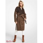 Женское Пальто MICHAEL KORS (Wool Blend Logo Jacquard Wrap Coat) 61101-05 Chocolate