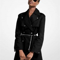 Жіночий Плащ (Chain Trim Cotton Trench Coat) 60781-05 Чорний