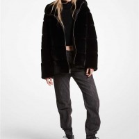 Жіноче Пальто (Quilted Faux Fur Hooded Coat) 65131-05 Чорний