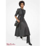 Женский Блейзер MICHAEL KORS (Glen Plaid Wool Blend Flannel Crushed-Sleeve Blazer) 65111-05 banker grey