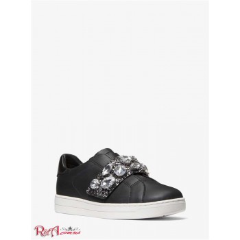Женские Сникерсы (Kenna Leather and Jewel Embellished Glitter Sneaker) 61272-05 Черный