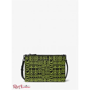 Женская Сумка Кроссбоди (Adele Newsprint Logo Leather Crossbody Bag) 65412-05 черный/неоновый желтый