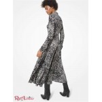 Женское Платье Рубашка MICHAEL KORS (Speckled Pony Print Silk Crepe de Chine Shirtdress) 65202-05 ivory/black