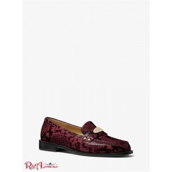 Жіночі Лофери (Finley Snake Embossed Leather Loafer) 49682-05 темна ягода