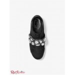 Женские Сникерсы MICHAEL KORS (Kenna Leather and Jewel Embellished Glitter Sneaker) 61272-05 Черный
