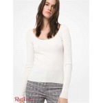 Женский Свитер MICHAEL KORS (Ribbed Merino Wool Scoopneck Sweater) 61172-05 Слоновая Кость