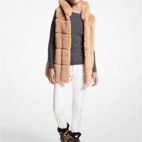 Жіночий Жилет (Quilted Faux Fur Hooded Vest) 65132-05 Camel