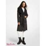 Женское Пальто MICHAEL KORS (Wool Blend Logo Jacquard Wrap Coat) 61102-05 Черный