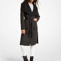 Жіноче Пальто (Wool Blend Logo Jacquard Wrap Coat) 61102-05 Чорний