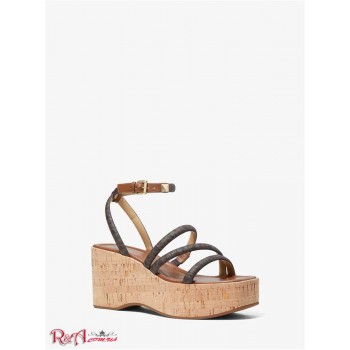 Женские Веджесы (Hazel Logo Wedge Sandal) 61312-05 Коричневый/Багаж