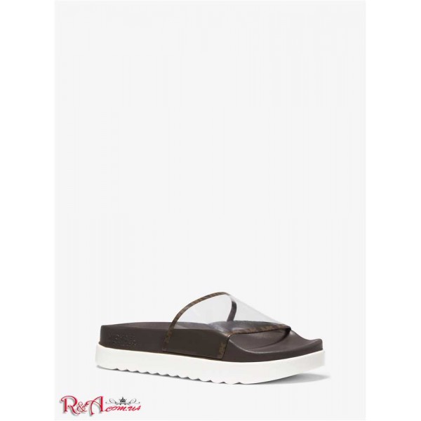 Женские Сандалии MICHAEL KORS (Tyra PVC and Logo Slide Sandal) 61322-05 коричневый