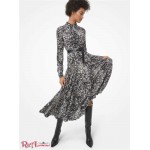 Женское Платье Рубашка MICHAEL KORS (Speckled Pony Print Silk Crepe de Chine Shirtdress) 65202-05 ivory/black