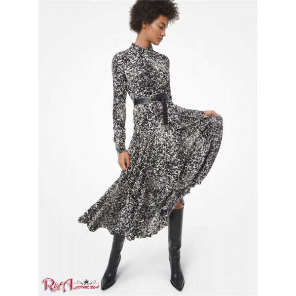 Женское Платье Рубашка MICHAEL KORS (Speckled Pony Print Silk Crepe de Chine Shirtdress) 65202-05 ivory/black