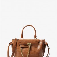 Жіноча Сумка Сетчел (Hamilton Legacy Small Crocodile Embossed Leather Belted Satchel) 61612-05 Chestnut