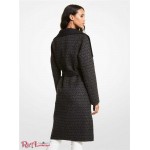 Женское Пальто MICHAEL KORS (Wool Blend Logo Jacquard Wrap Coat) 61102-05 Черный