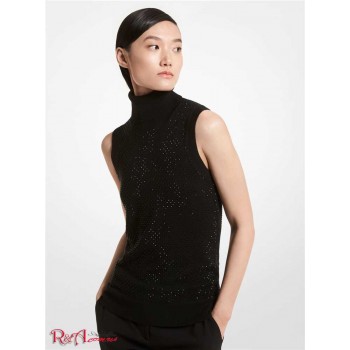 Женская Водолазка (Embellished Cashmere Sleeveless Turtleneck Sweater) 65152-05 черный