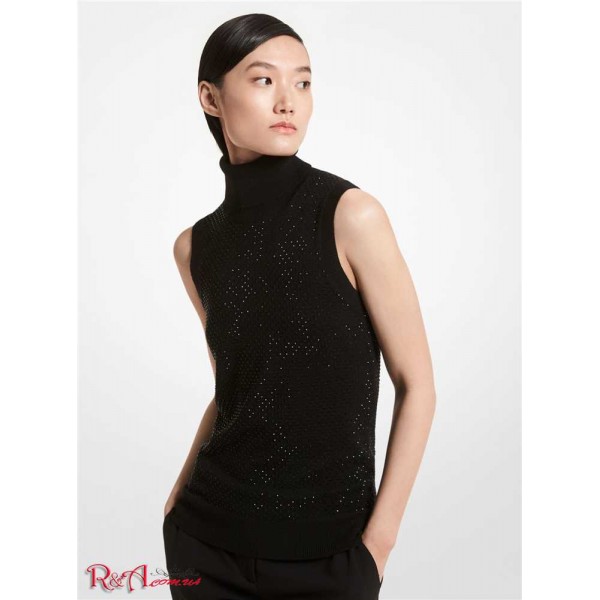 Женская Водолазка MICHAEL KORS (Embellished Cashmere Sleeveless Turtleneck Sweater) 65152-05 черный