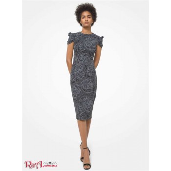 Женское Платье (Paisley Stretch Cady Draped-Sleeve Sheath Dress) 65242-05 slate multi