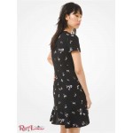 Женское Платье MICHAEL KORS (Floral Embroidered Crepe Flounce Dress) 60803-05 черный