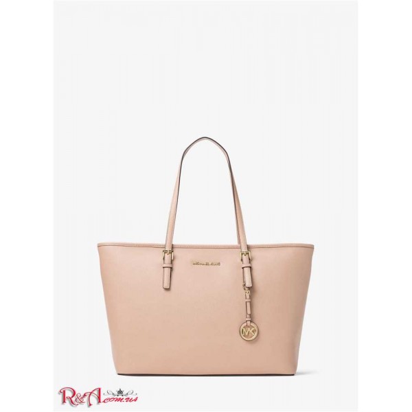 Жіноча Таут Сумка MICHAEL KORS (Jet Set Medium Saffiano Leather Top-Zip Tote Bag) 65473-05 Ніжно Рожевий