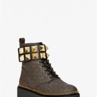Жіночі Черевики (Haskell Studded Leather and Logo Combat Boot) 61363-05 коричневий