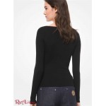 Женский Свитер MICHAEL KORS (Ribbed Merino Wool Scoopneck Sweater) 61173-05 Черный