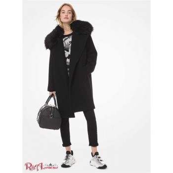 Жіноче Пальто (Faux Fur-Trim Wool-Blend Coat) 48463-05 Чорний