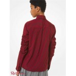 Женская Рубашка MICHAEL KORS (Striped Poplin Scrunched-Sleeve Shirt) 61653-05 черный/малиновый