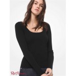 Женский Свитер MICHAEL KORS (Ribbed Merino Wool Scoopneck Sweater) 61173-05 Черный