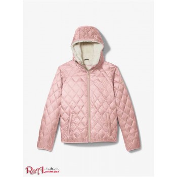 Женская Куртка (Faux Shearling Lined Quilted Nylon Puffer Jacket) 61123-05 Пудровые Румяна